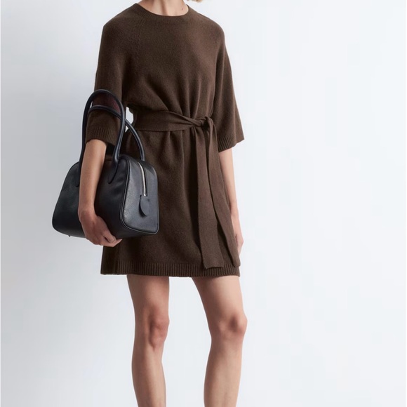 NWOT & Other Stories Chocolate Brown knit belted wide sleeve mini dress.Size S - Picture 2 of 10